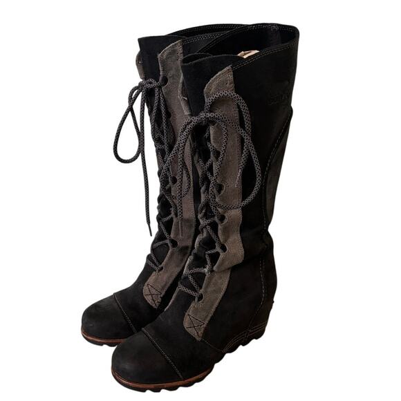 Sorel Cate the Great Tall Wedge Lace Up Winter Boots Size 7 - Picture 1 of 9